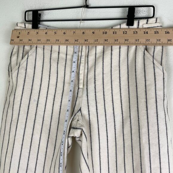 Victoria Victoria Beckham Striped Crop Pants Size 6 Cream Navy Straight Wool - Picture 10 of 11